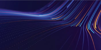 An image of laser-style lines on a dark blue background drawn from the cover our a new report on in-store retail media news: Retail Media Intelligence: Unlocking the Power of In-Store Retail Media