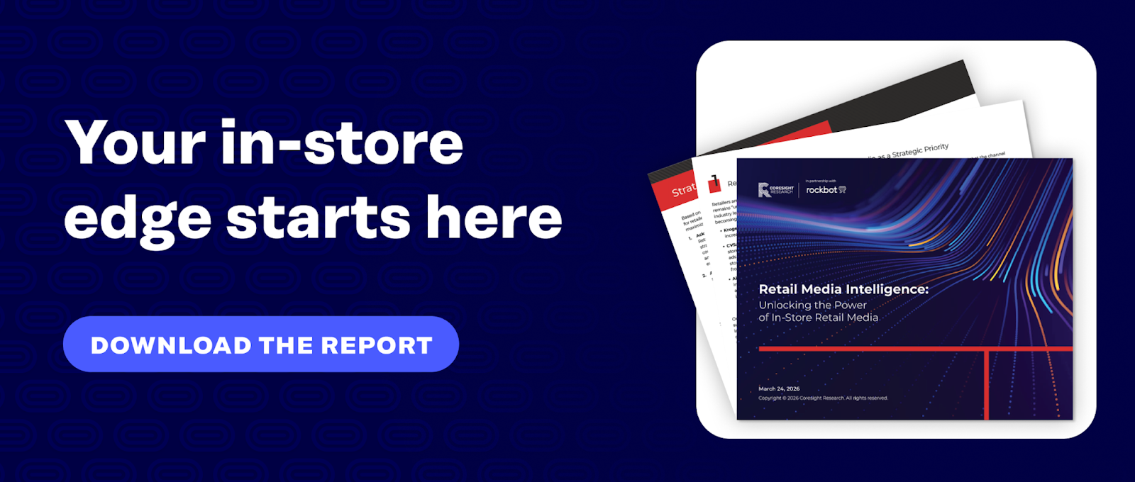 a banner ad for a research report focused on commerce media and in-store retail media