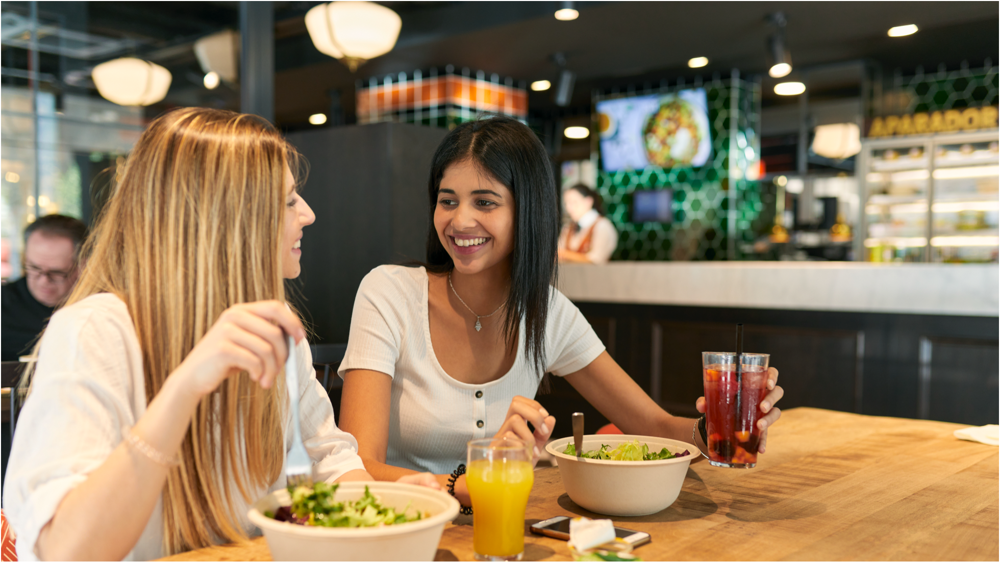 Women eating lunch in restaurant